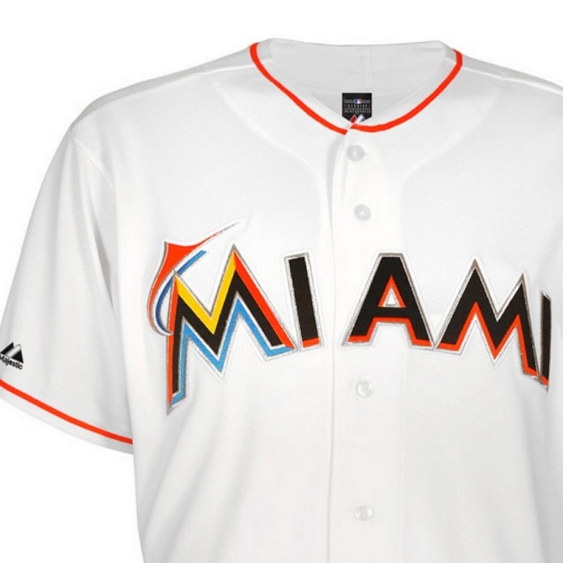 Miami Marlins Baseball Jersey Adult XL White Orange Majestic