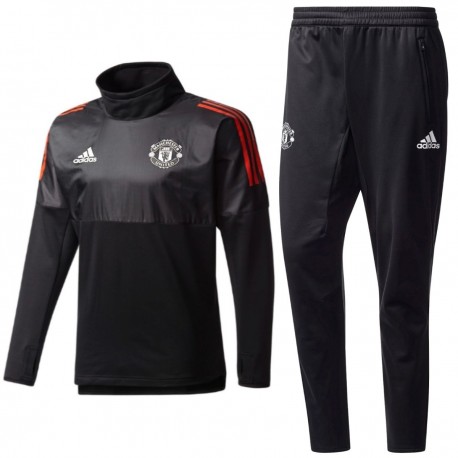 Manchester United black Eu training tech tracksuit 2017/18 - Adidas